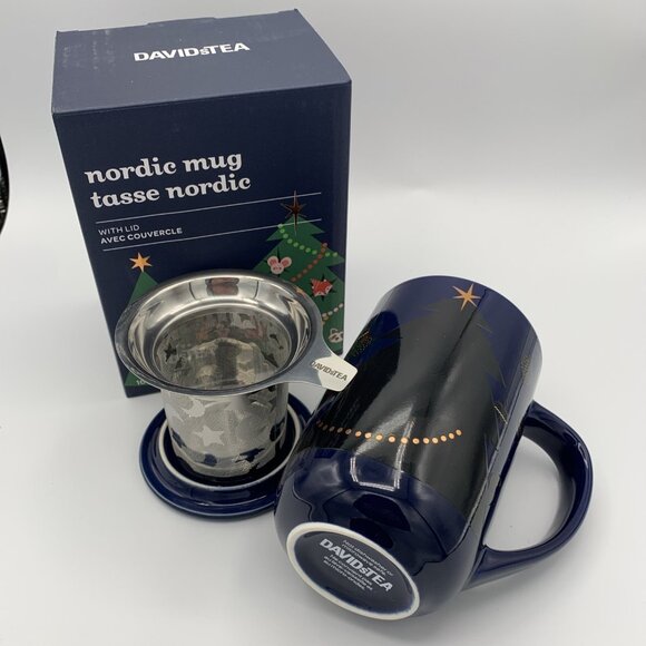 Davids Tea Color Changing Nordic Mug Christmas Tree Navy W/Infuser - Picture 2 of 16